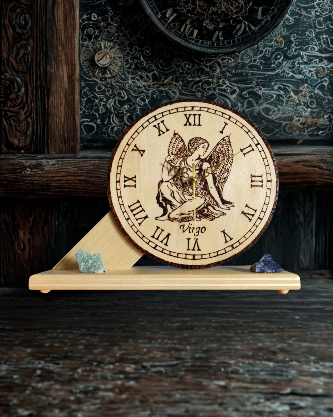Reloj de Madera del Zodiaco Artesanal | Colección de Signos | Circular Grande