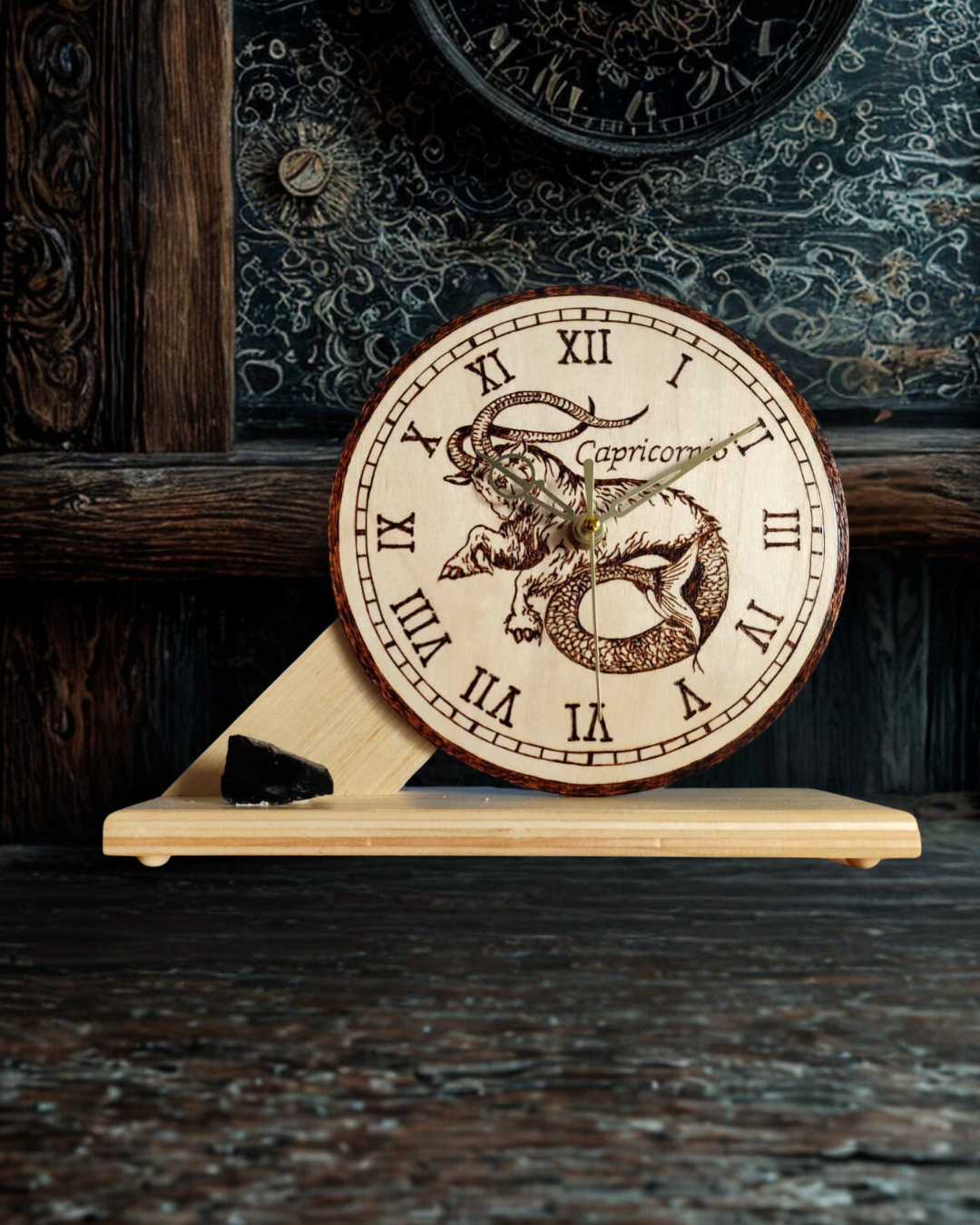 Reloj de Madera del Zodiaco Artesanal | Colección de Signos | Circular Grande