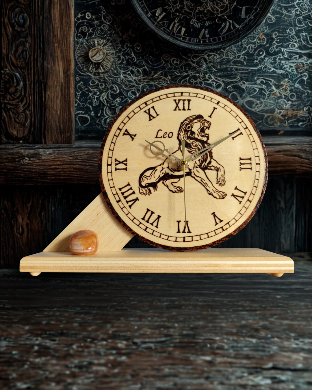 Reloj de Madera del Zodiaco Artesanal | Colección de Signos | Circular Grande