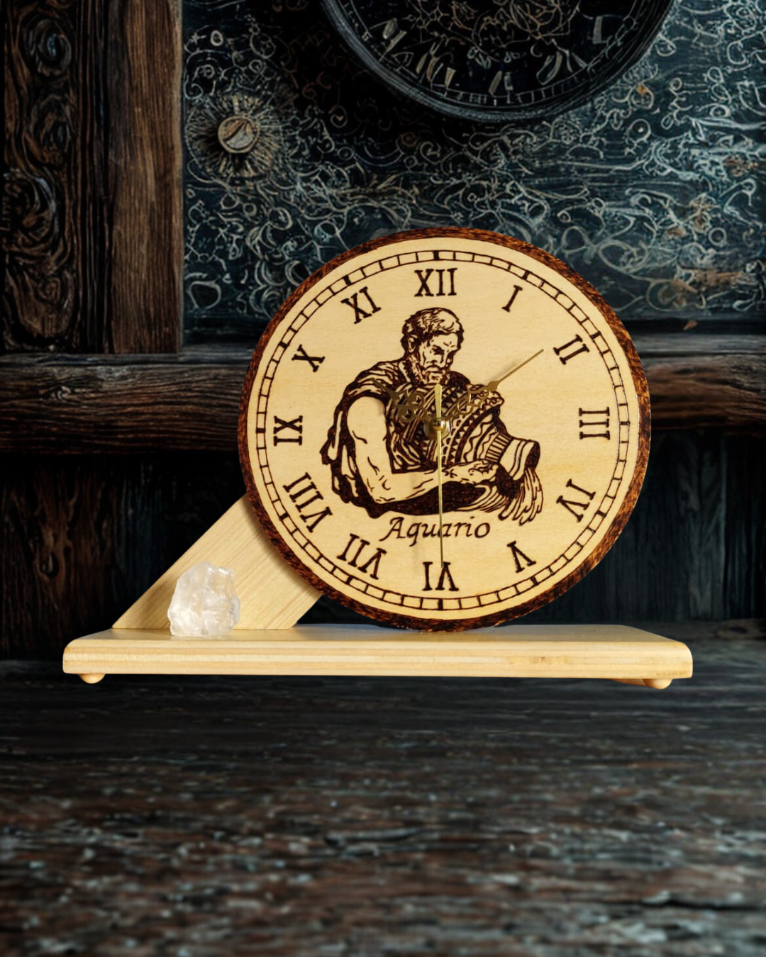 Reloj de Madera del Zodiaco Artesanal | Colección de Signos | Circular Grande