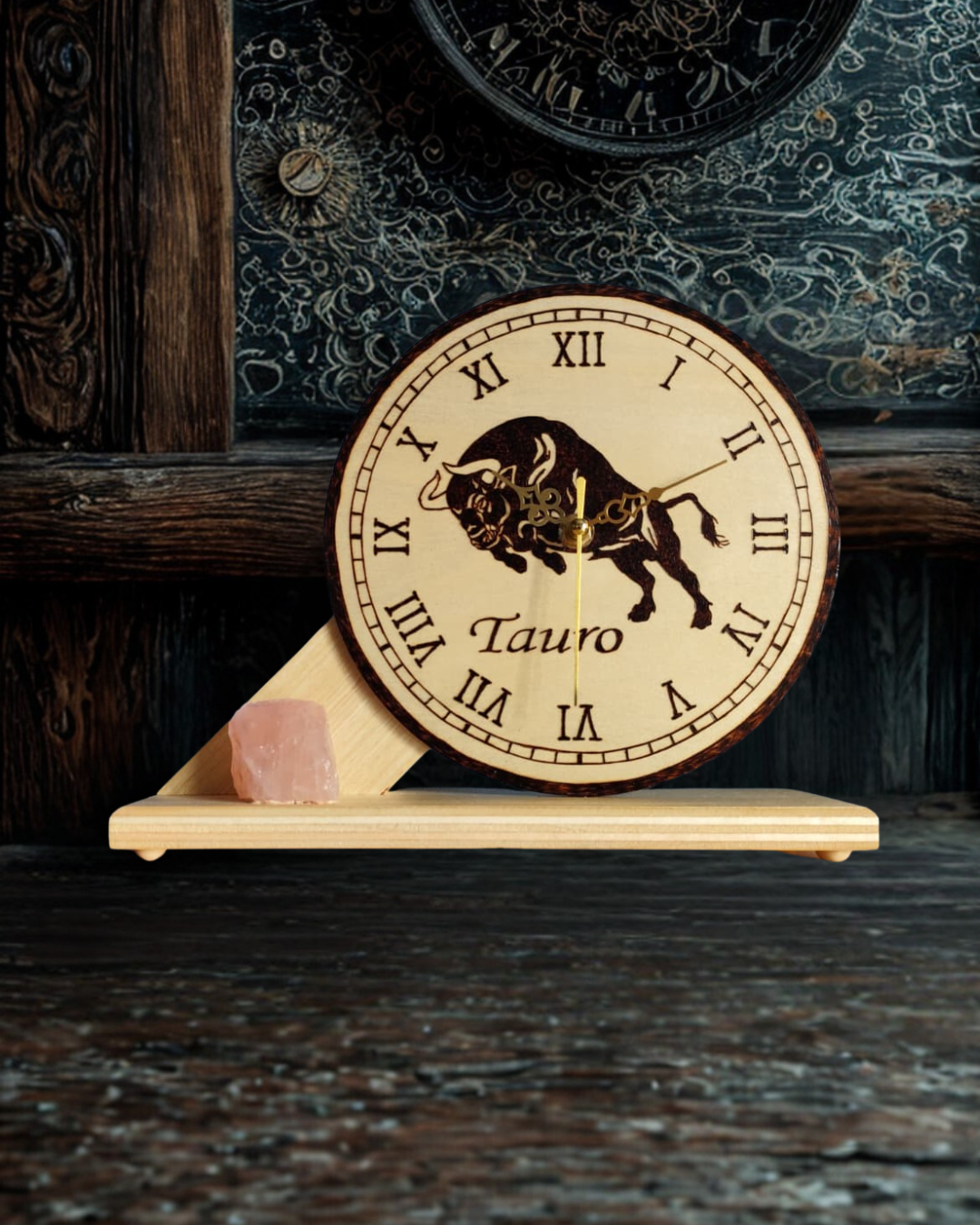 Reloj de Madera del Zodiaco Artesanal | Colección de Signos | Circular Grande