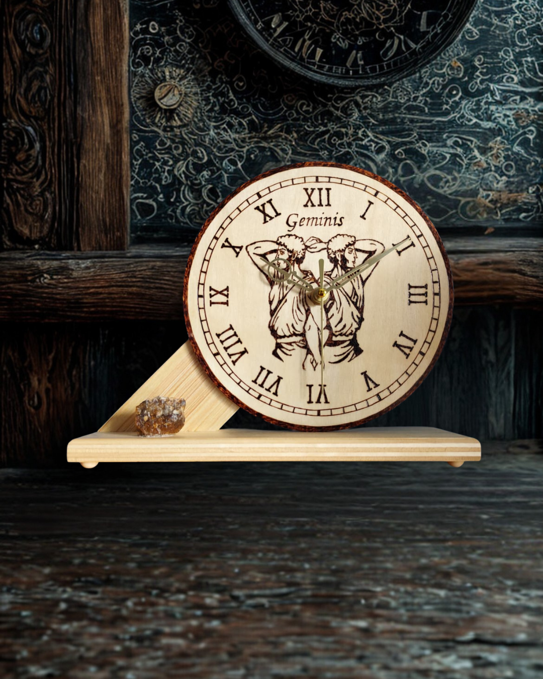 Reloj de Madera del Zodiaco Artesanal | Colección de Signos | Circular Grande