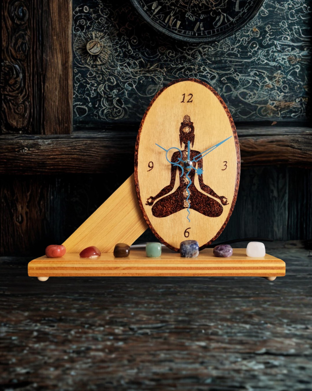 Reloj de Madera de los 7 Chakras | Equilibrio y Energía Interior