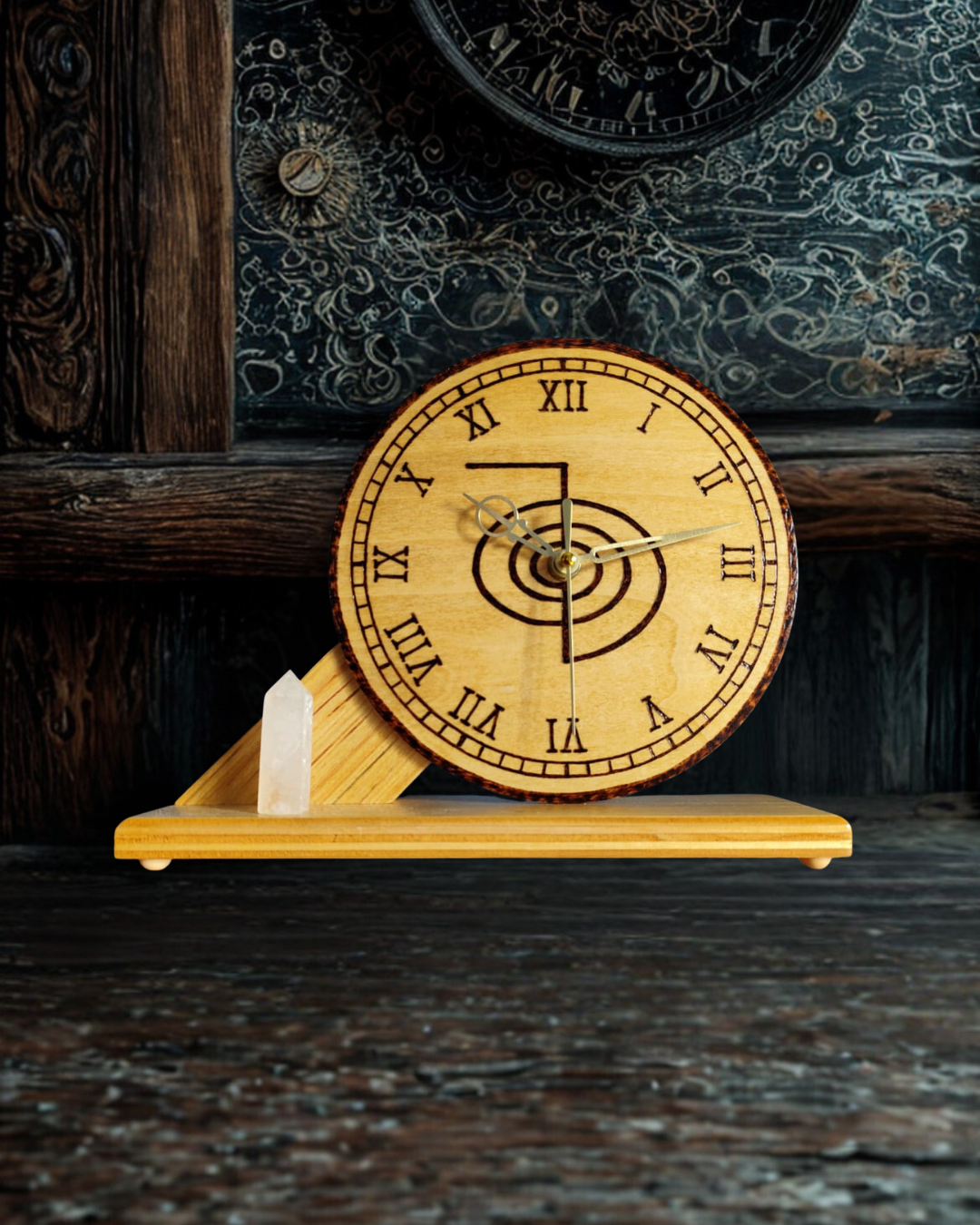 Reloj de Madera Artesanal Cho Ku Rei | Símbolo Reiki de Protección y Energía