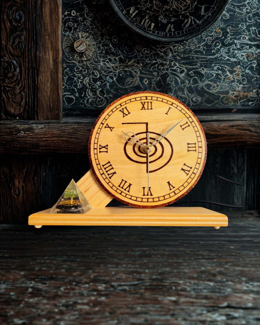 Reloj de Madera Artesanal Cho Ku Rei | Símbolo Reiki de Protección y Energía